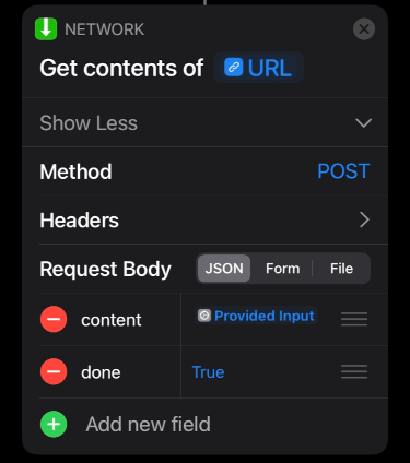 makerlog shortcut "Get Contents of URL" action